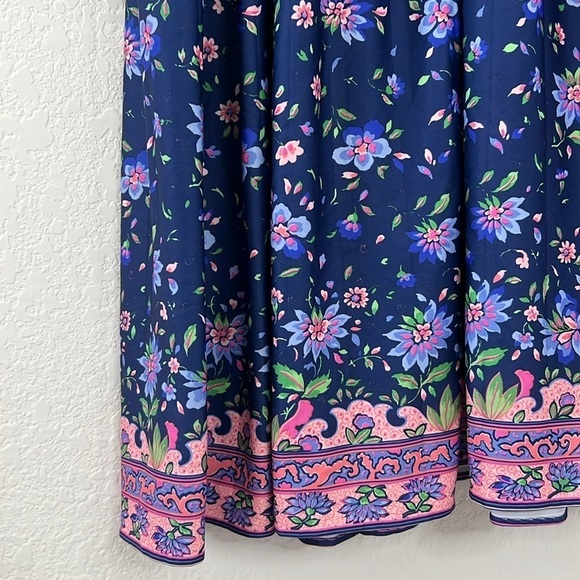 Vintage Anthony Richards Poly Long Sleeve Volup Floral Dress - Picture 9 of 10